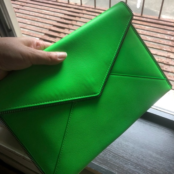 Rebecca Minkoff Neon Green Envelope Clutch - Picture 7 of 10